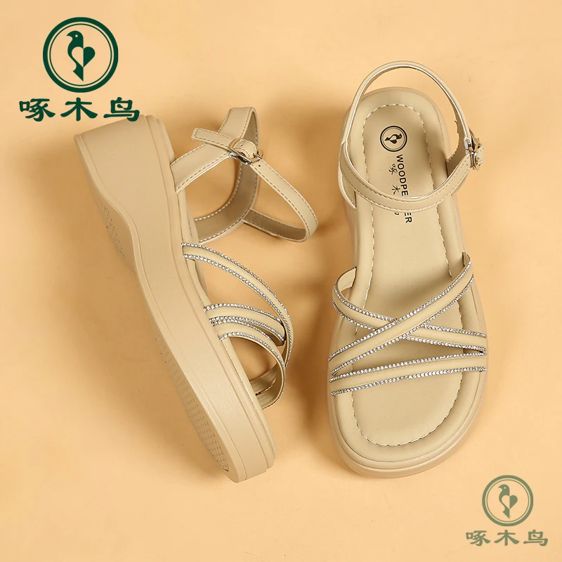 啄木鸟凉鞋女鞋网红时尚休闲百搭夏季软底外穿厚底防滑B88改