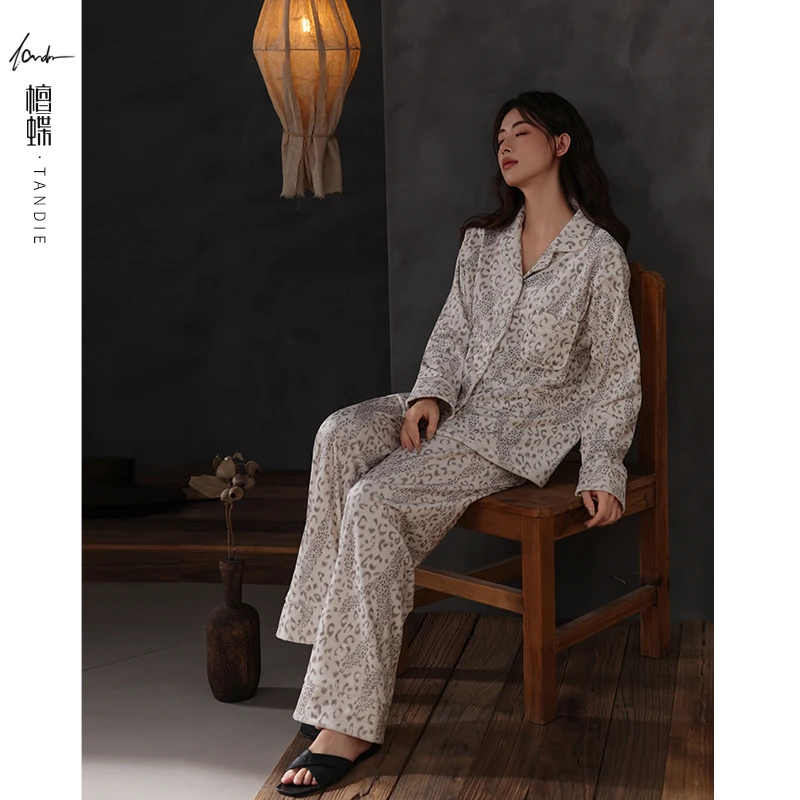 檀蝶【海岛绒】女款睡衣2025秋冬季新款睡衣女家居服加绒加厚高级感