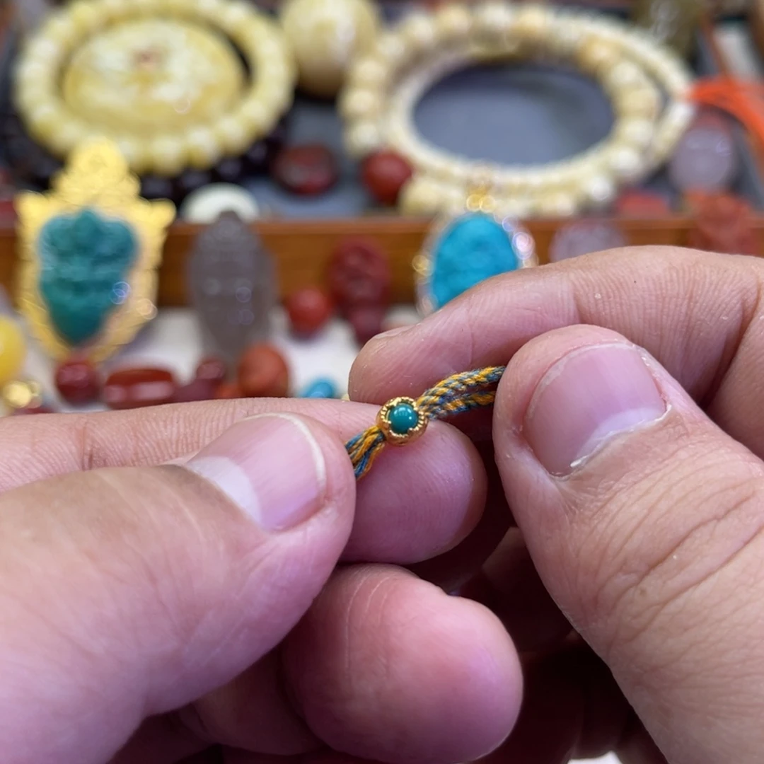 绿松石18K金镶嵌珠宝奇石