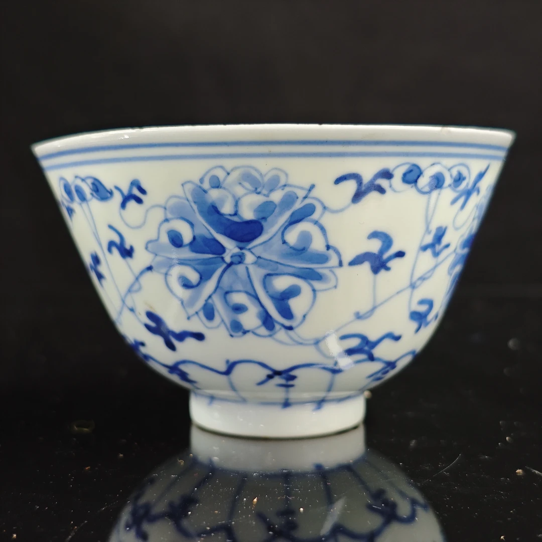 晚清 青花花卉缠枝莲大茶园YH-0024