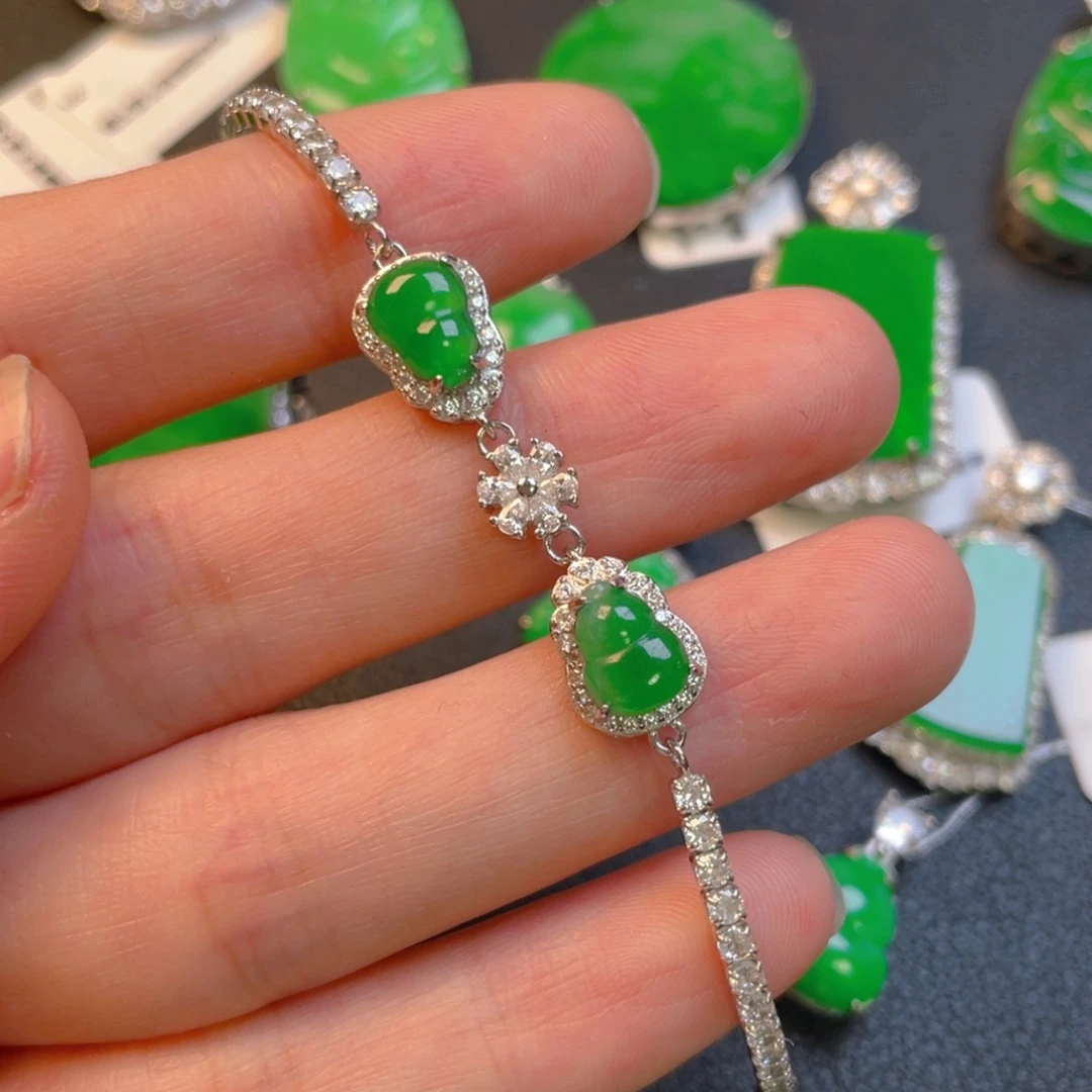 翡翠银S925镶嵌吊坠(不含链)手链