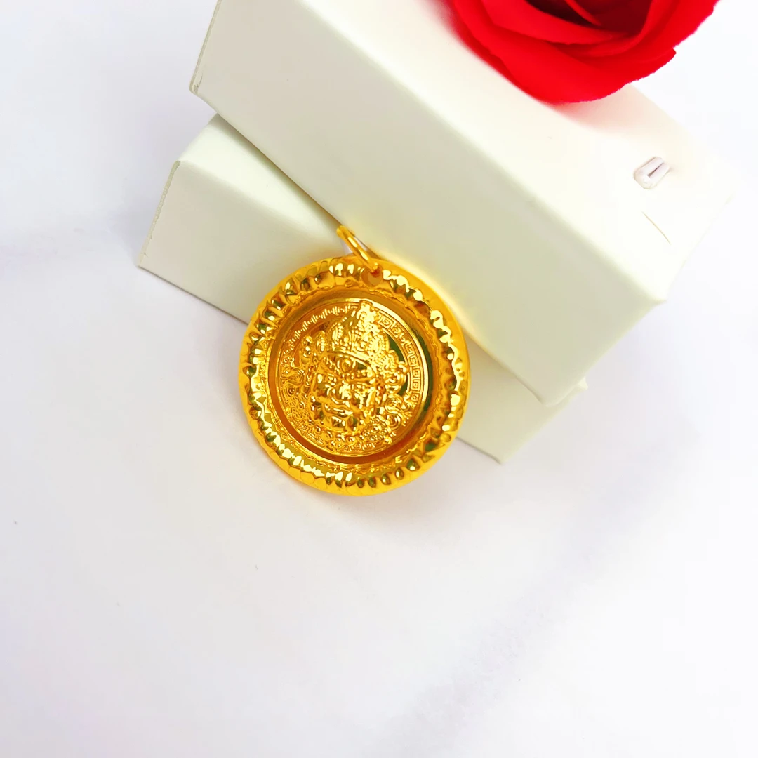 吊坠足银 包厚金黄财神吊坠时尚经典精美女王气质