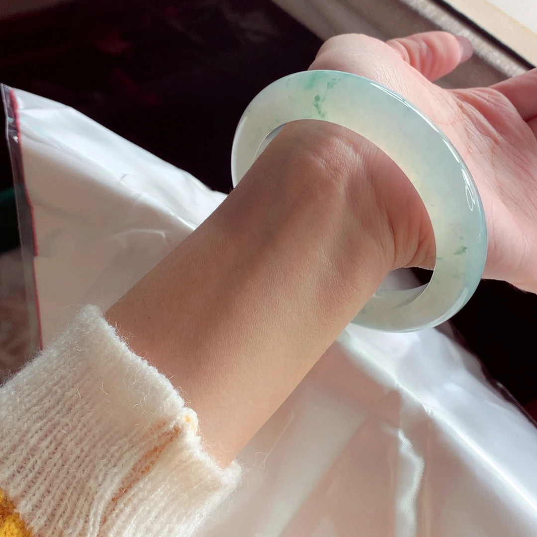 翡翠未镶嵌手镯60.3 白茶茉莉清新百搭耐看 灵