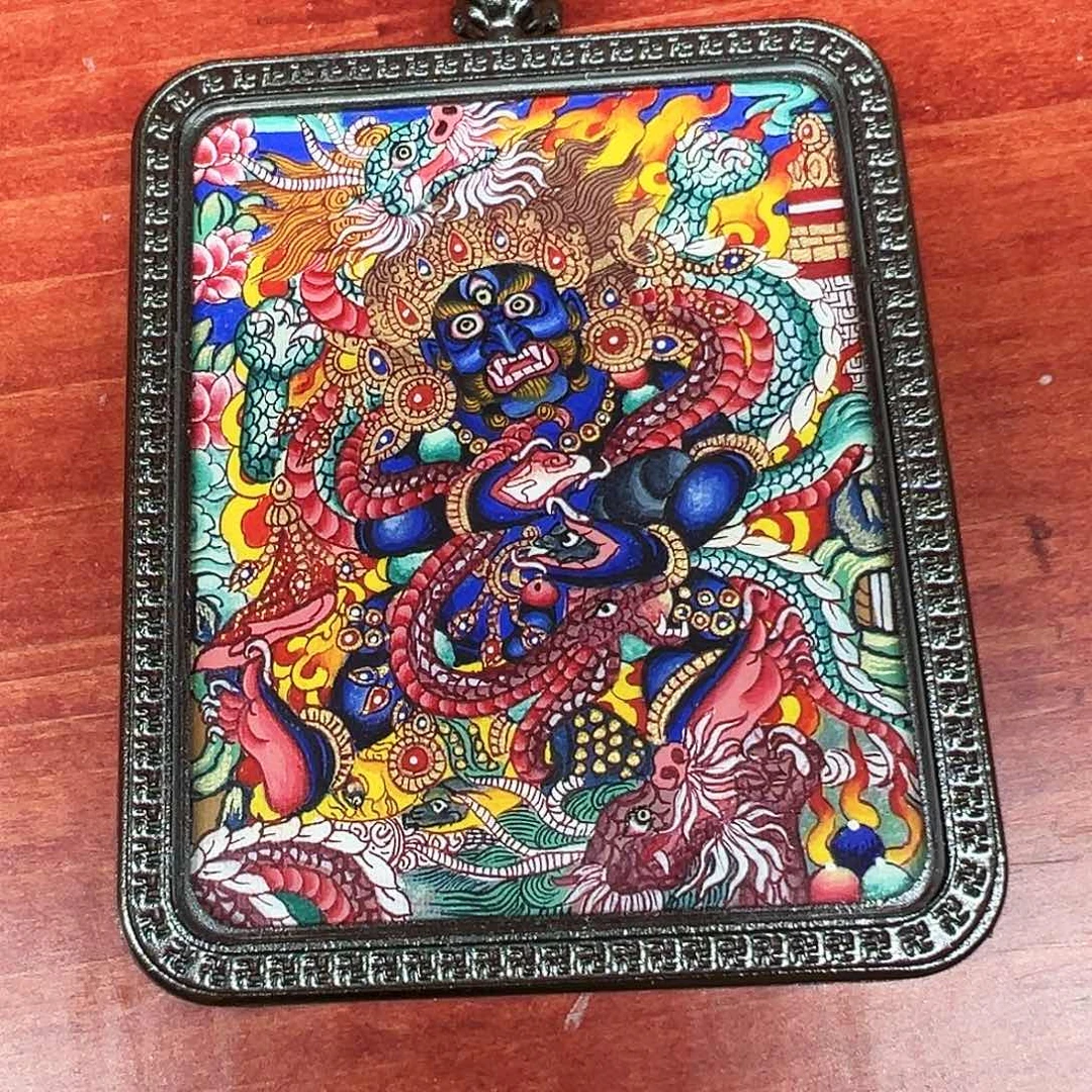 吊坠全手绘热贡唐卡黑财神