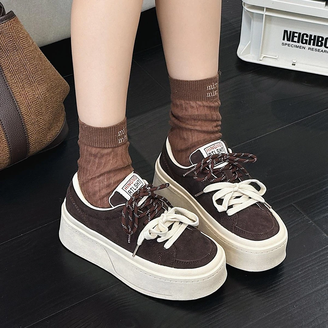 【香港轻奢Sakurano&樱央】真皮厚底德训鞋女2025春季新款防滑双