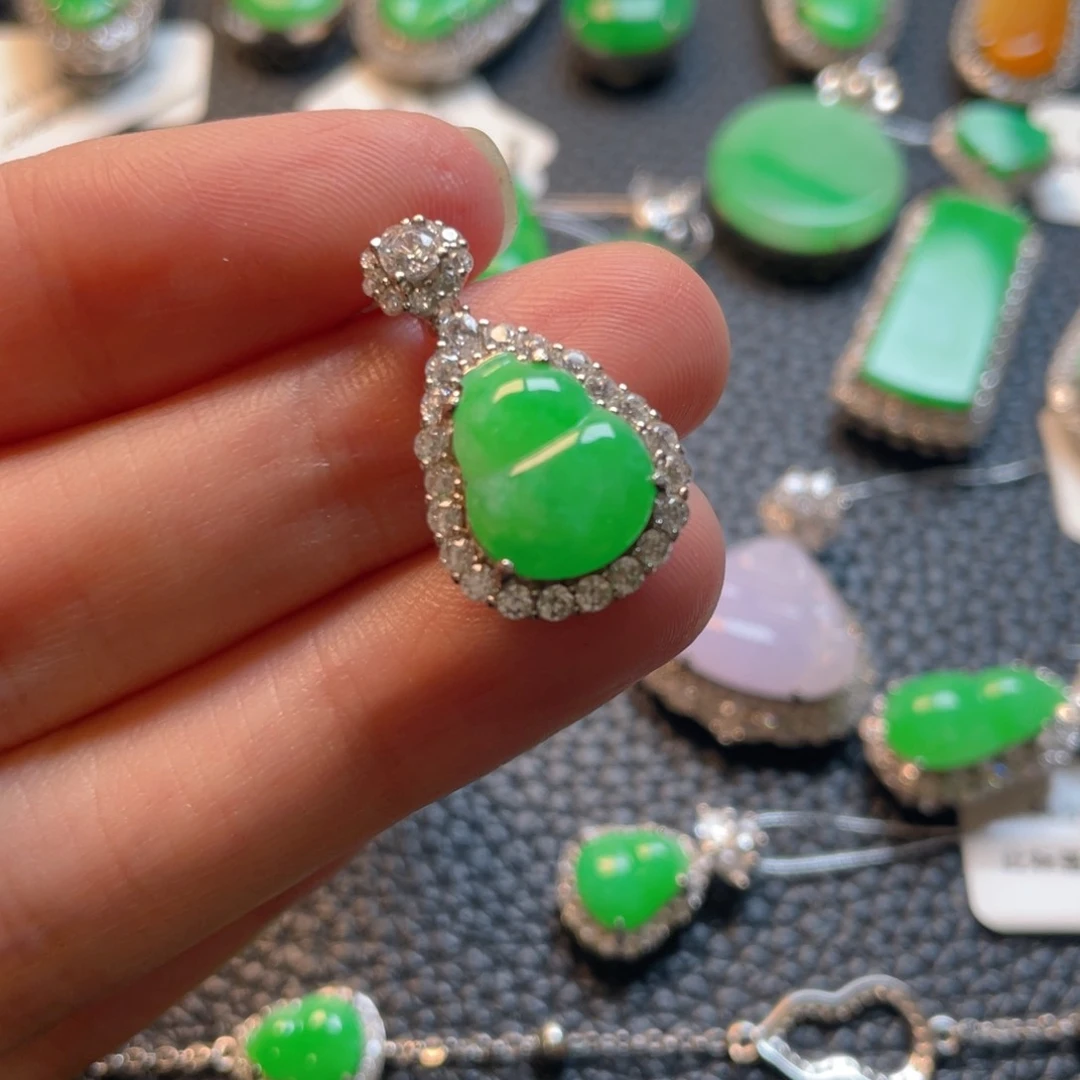 翡翠银S925镶嵌吊坠(不含链)