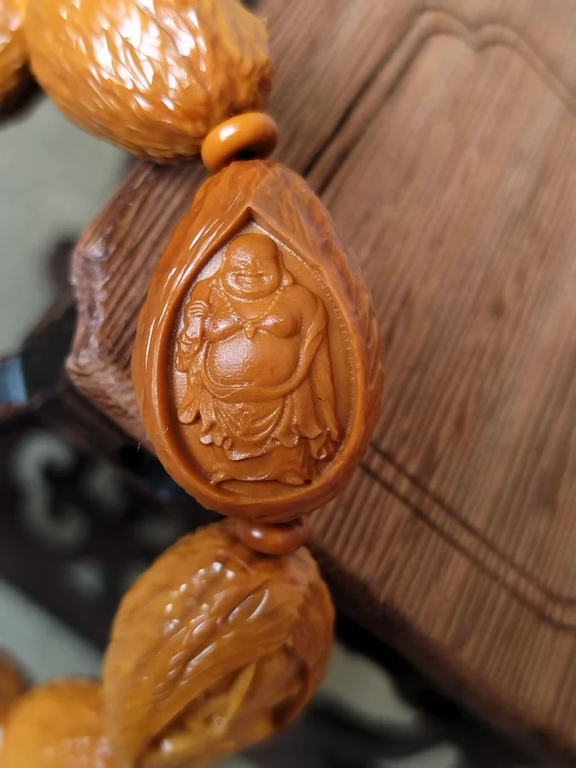 苏工纯手工雕刻橄榄核手串佛魔一念之间心经名家作品20*12