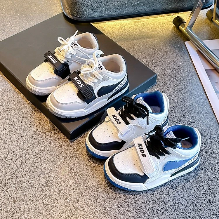 篮球鞋儿童25中大童低帮板鞋女童鞋子潮流软底防滑休闲鞋小皮鞋