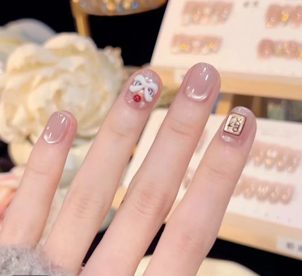 【发财狮】可爱醒狮猫眼高级显白纯手工穿戴甲