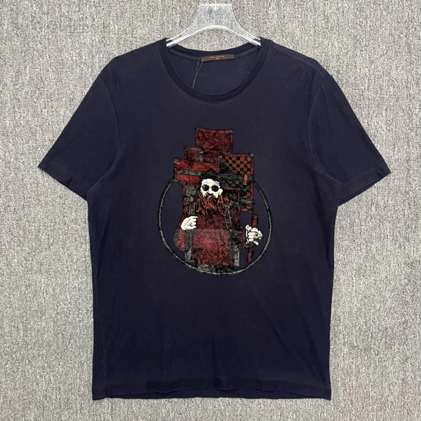 95新 LouisVuitton/路易威登 百宝箱植绒印花圆领短袖/L码/12820