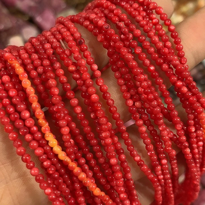 2条2mm血贝老鱼骨圆珠