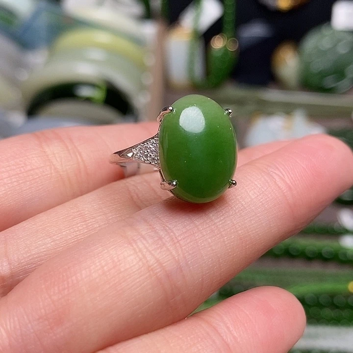 和田玉银S925镶嵌戒指