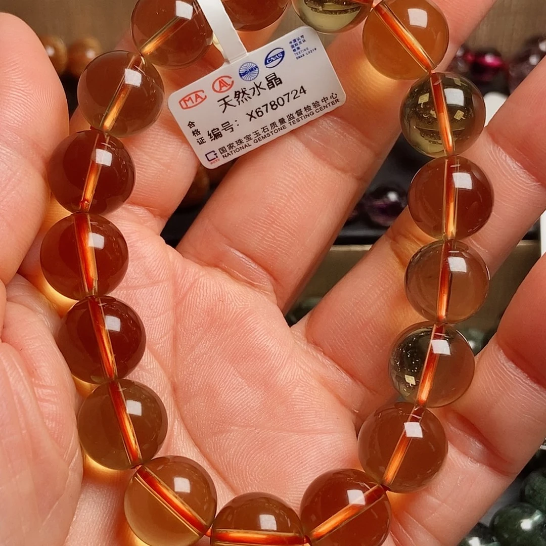 水晶手链未镶嵌平***荟黄水晶12➕