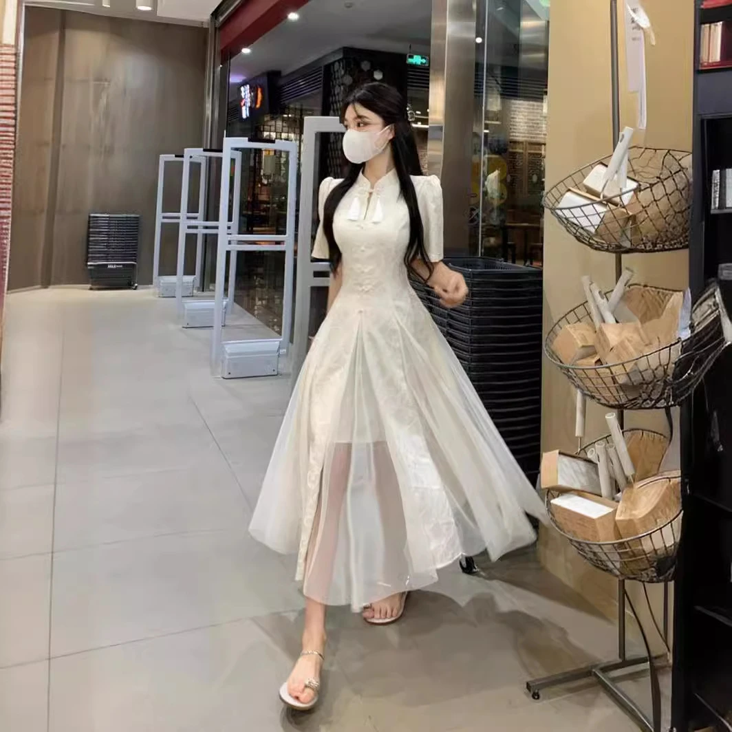 连衣裙温柔女细腰设计感夏季套装国风改良新款新中式汉服旗袍