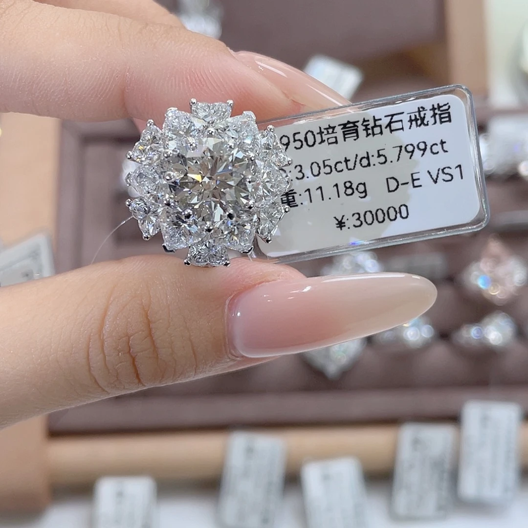 铂Pt950镶嵌实验室培育钻石