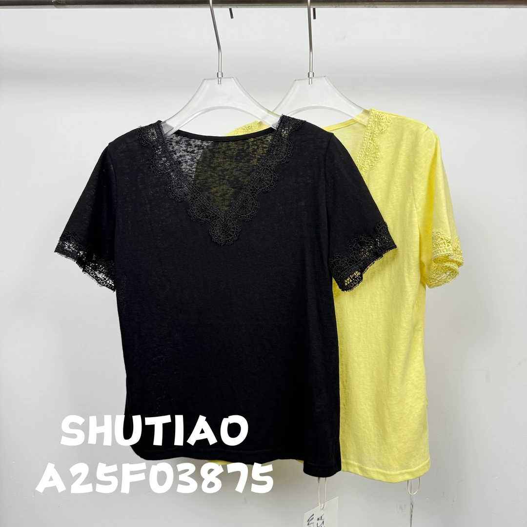 【SHUTIAO】2025夏季：新款小众设计款T恤A25F03875
