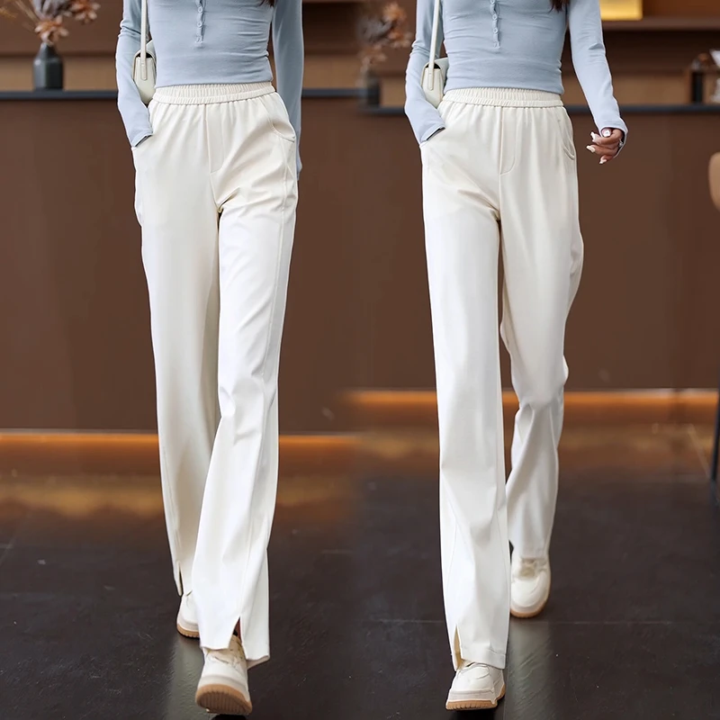 2025年春秋新款窄版阔腿裤女季高腰宽松休闲裤垂感气质显瘦直筒裤
