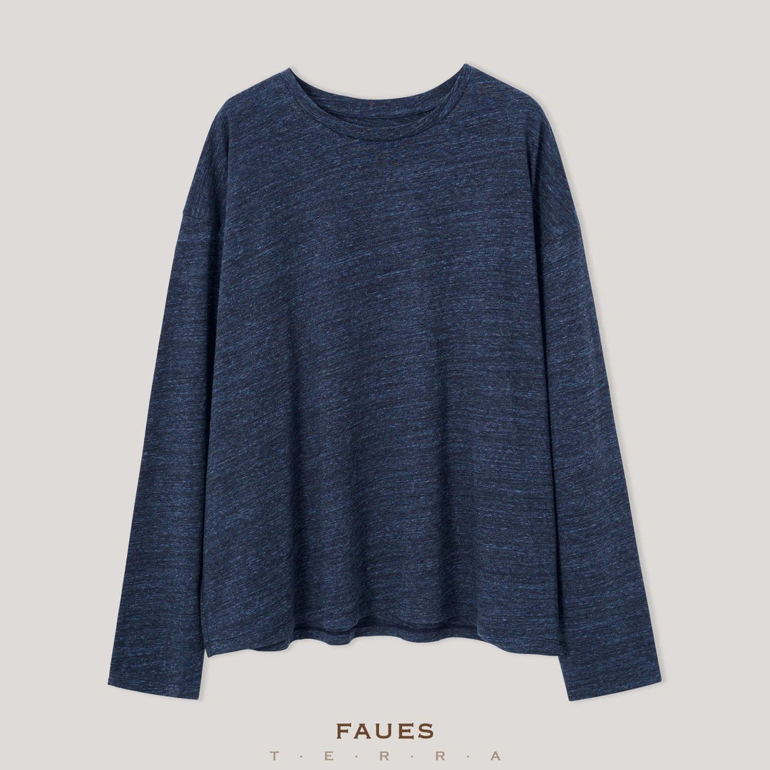 FAUES 斑斓BigT 棉羊毛天丝花纱混松弛舒适宽松圆领长袖超薄卫衣