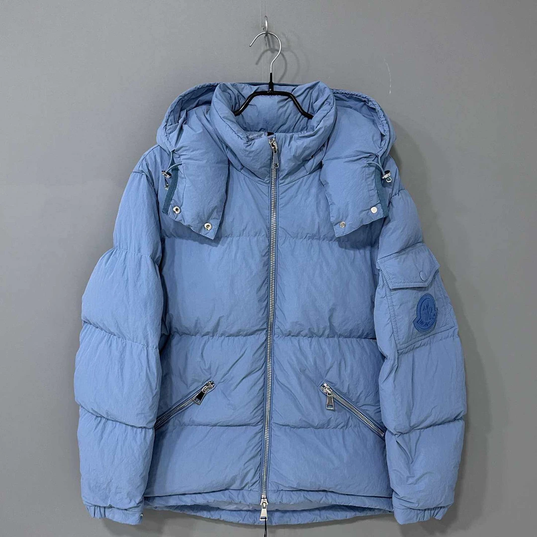 99新 MONCLER maire版型雾霾蓝连帽羽绒服/1码/49275