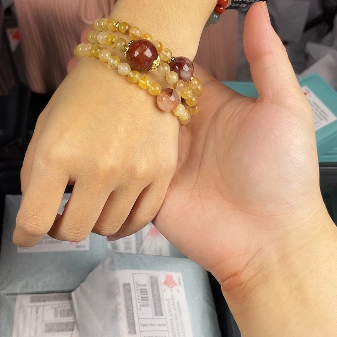 水晶银S925镀金镶嵌手串