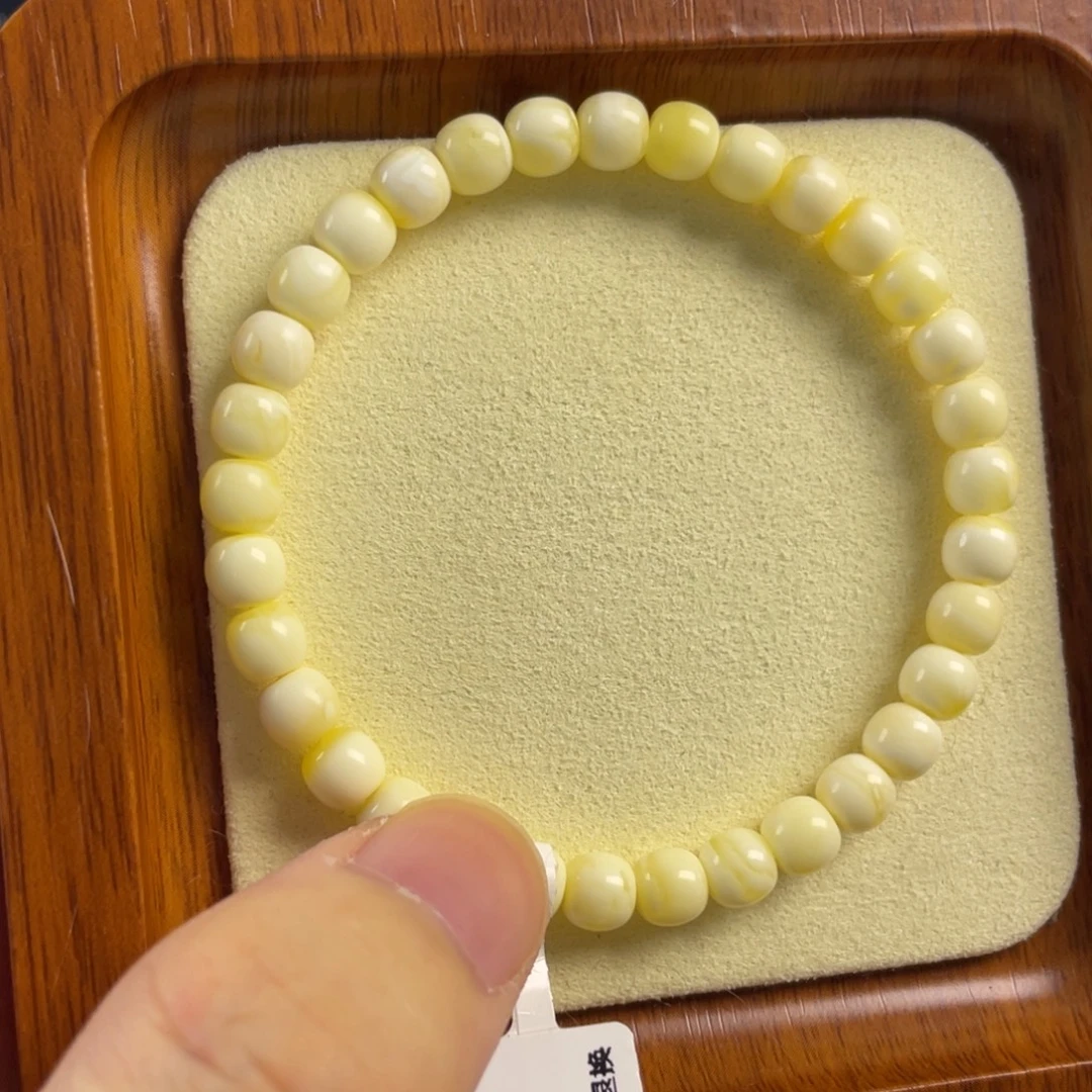 琥珀未镶嵌手链6mm精工高桩蜜蜡手串