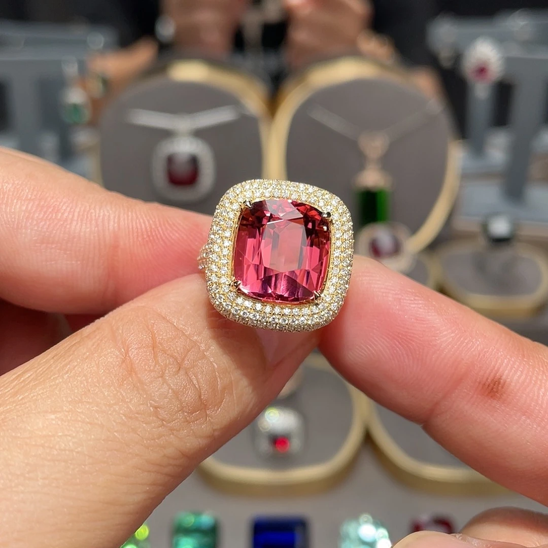 碧玺戒指18K金镶嵌9.65ct
