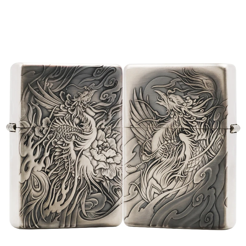 【鬼王老师】1937定制925银机3D浮雕九天凤凰煤油防风打火机