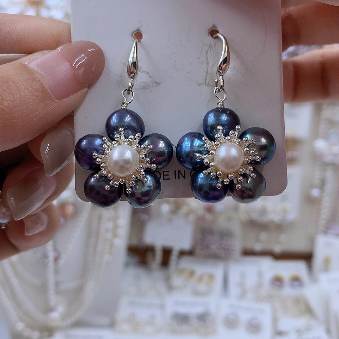 项链银S925镶嵌淡水珍珠