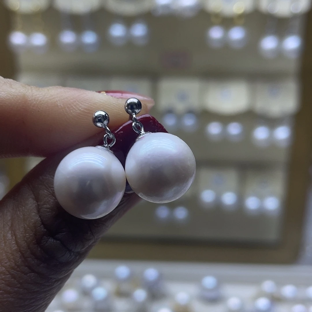 淡水珍珠耳饰银S925镶嵌