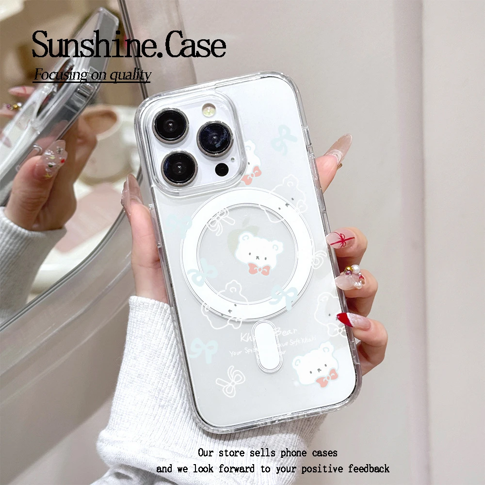 【亚克力磁吸】小熊头像高透手机壳适用苹果16promax/15/14防摔
