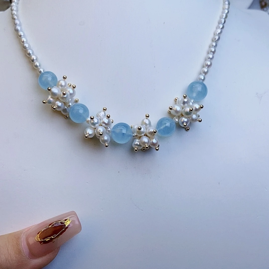 淡水珍珠颈饰银S925镶嵌