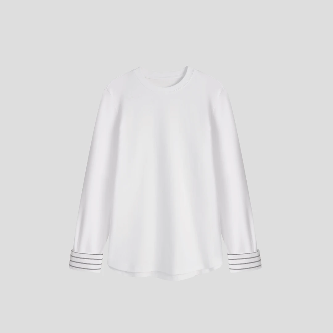 WLIN 【简 调】简约而不简单 时尚系休闲女士拼接长袖T恤Qie