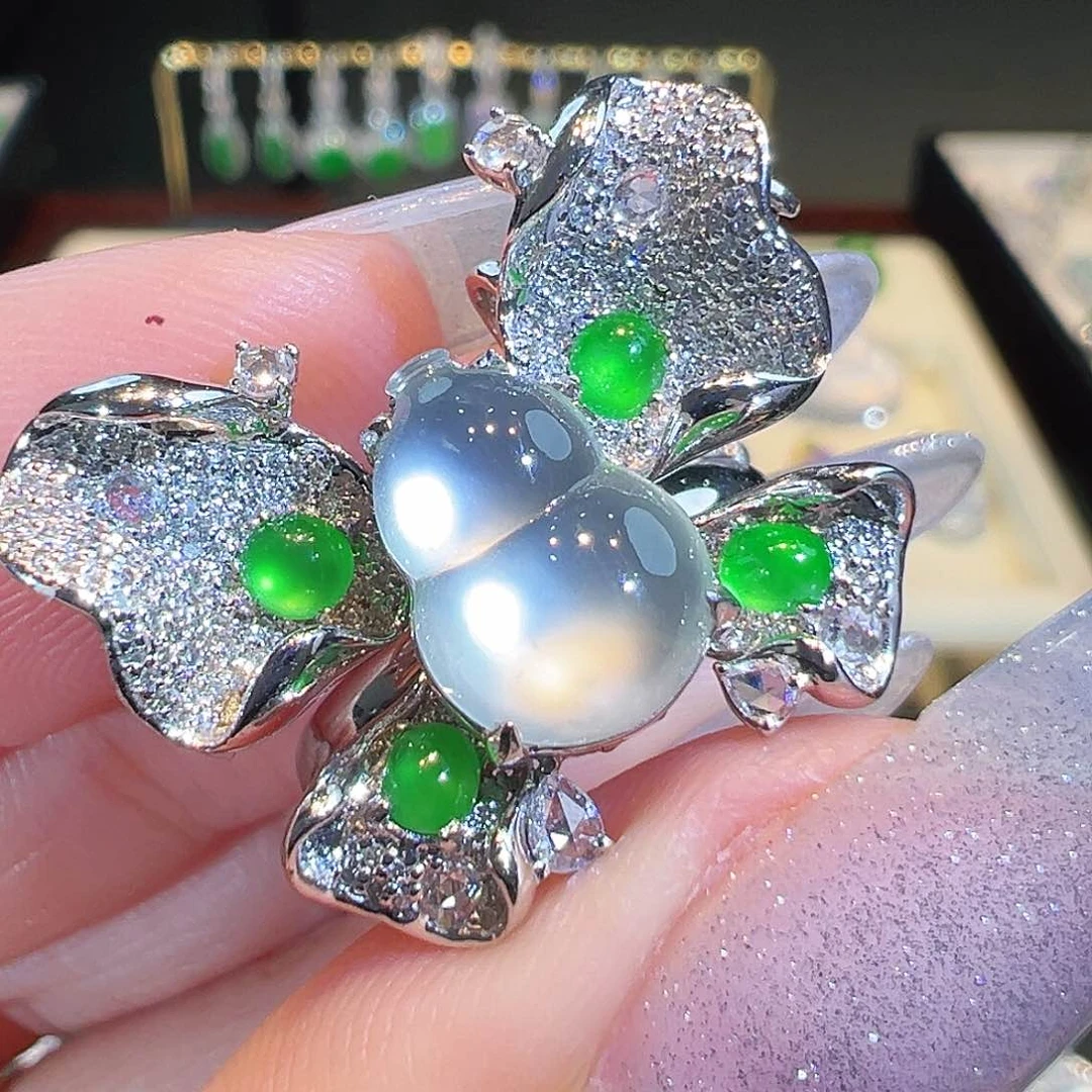 翡翠戒指18K金镶嵌三用款