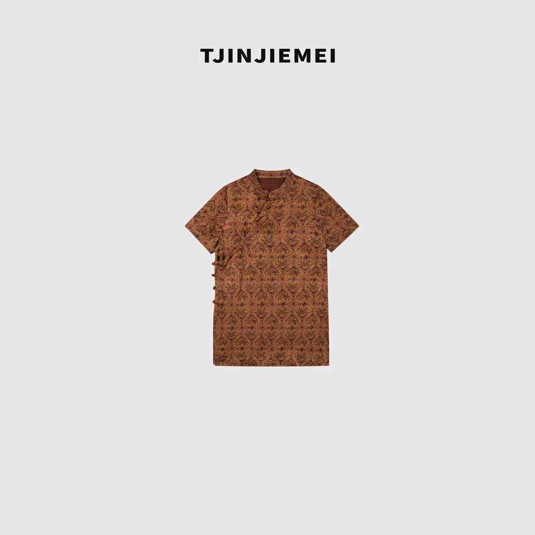 T井姐妹【尘世间】新款设计感宽松新中式复古短袖LYQ2505-89A900