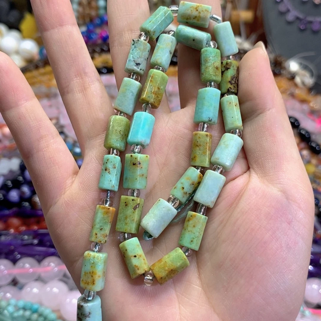 风***沙玛瑙/玉髓未镶嵌珠宝半成品澳洲玉柱子一条卡8*12mm
