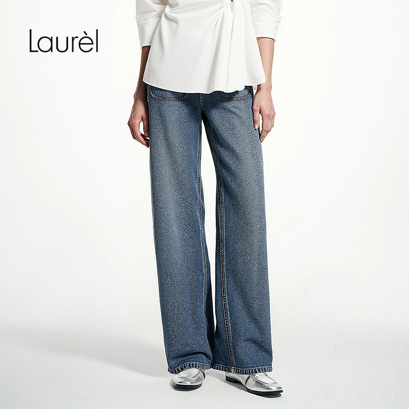 【丽公主专享】Laurel25夏新款复古阔腿牛仔裤女LWD355K90600