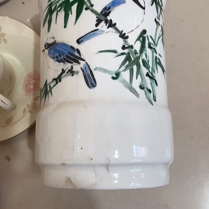 瓷片H*i手绘花鸟，库存微瑕