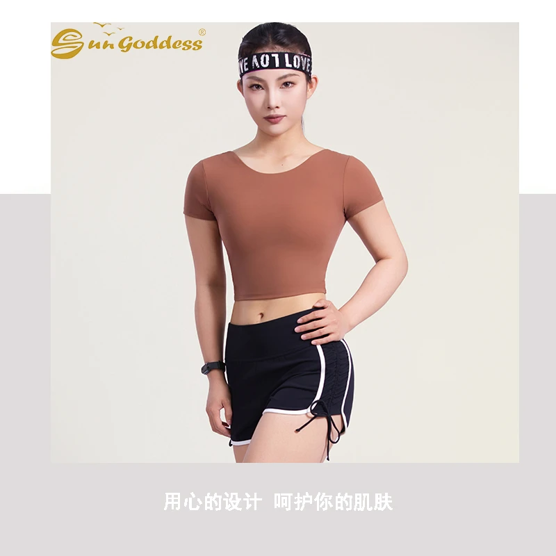Sun Goddess【W018】高强度瑜伽服上衣短袖带胸垫健身运动瑜伽t恤