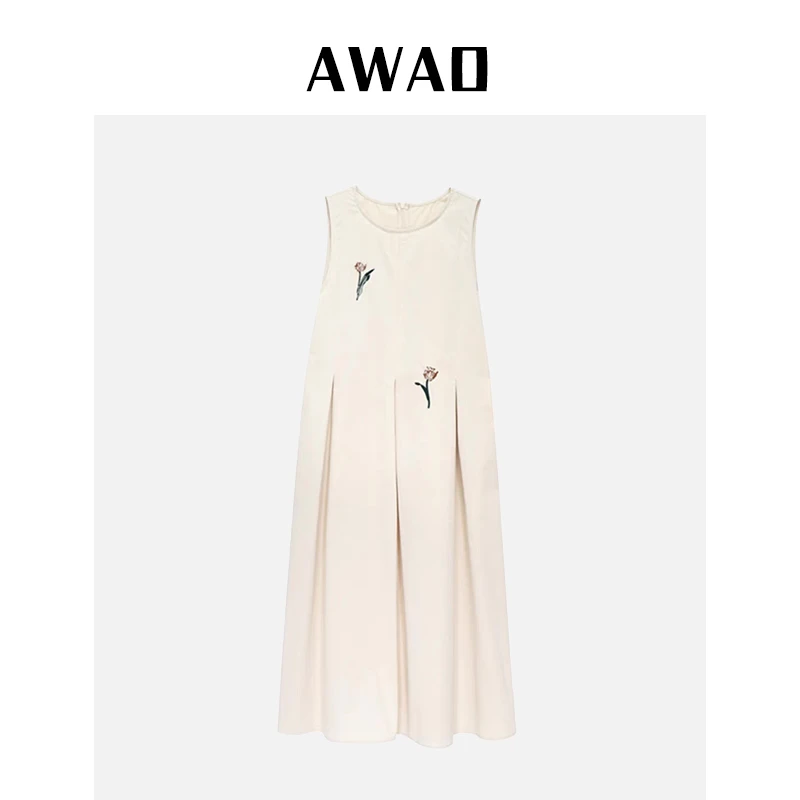 【Awao】法式花朵刺绣韩系复古连衣裙Y3L51762