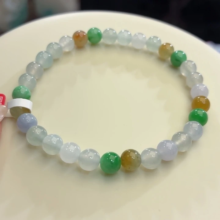翡翠未镶嵌手链冰胶多宝卡6