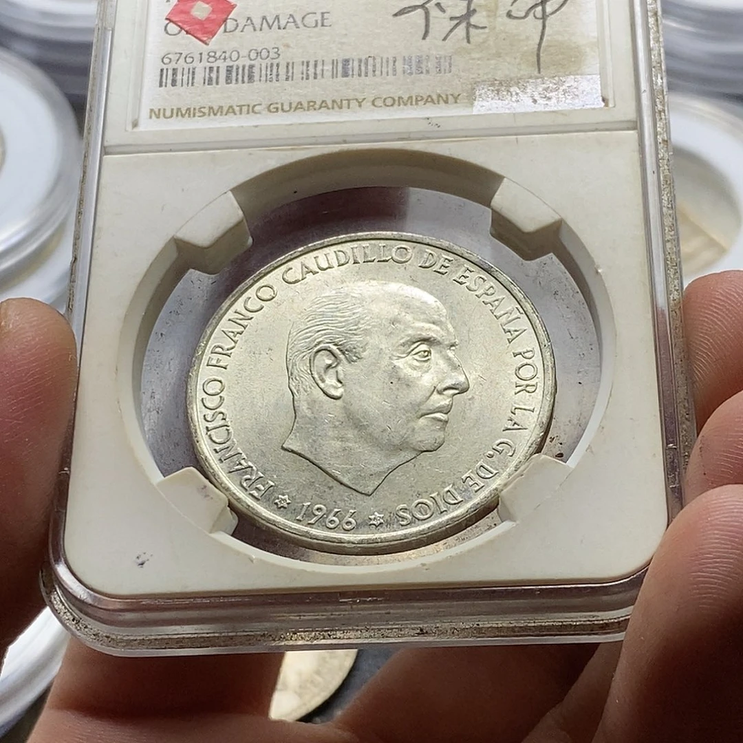 银Ag900西班牙弗朗哥100比塞塔银币19克835%银