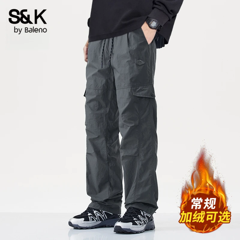 班尼路S&K美式潮牌工装裤子男士2025秋冬厚款直筒速干运动休闲裤