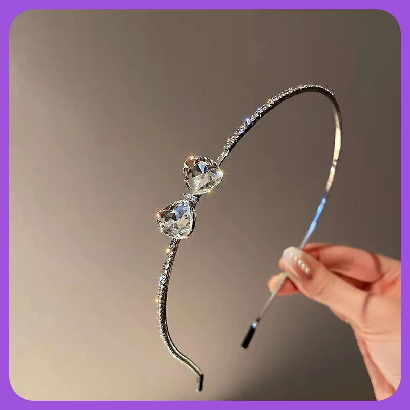 时尚韩式简约气质合金发箍个性潮设计感无镀层非金属蝴蝶结镶钻头