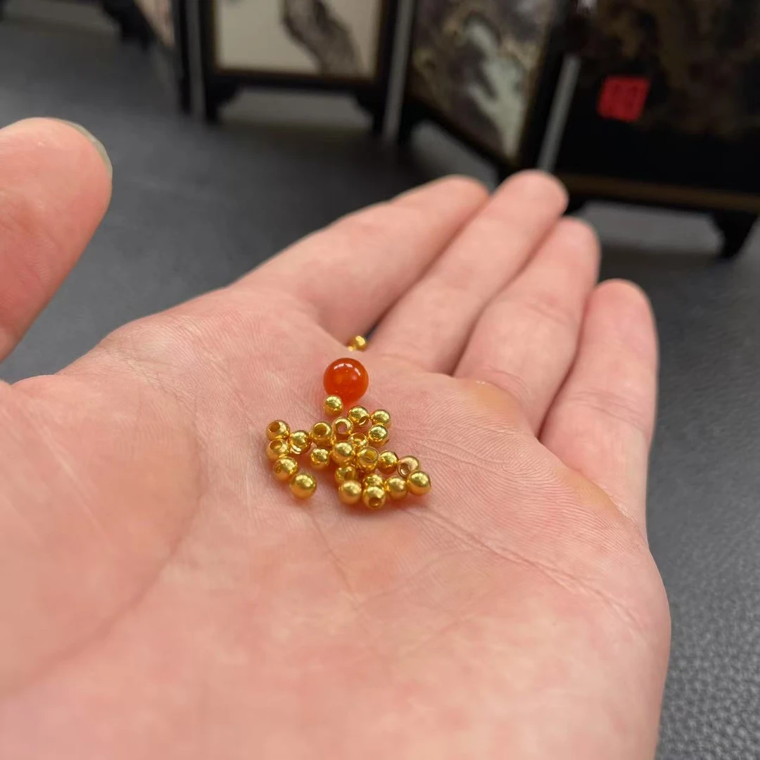 【云】一粒18k金单株吊坠约2mm(配玛瑙珠)
