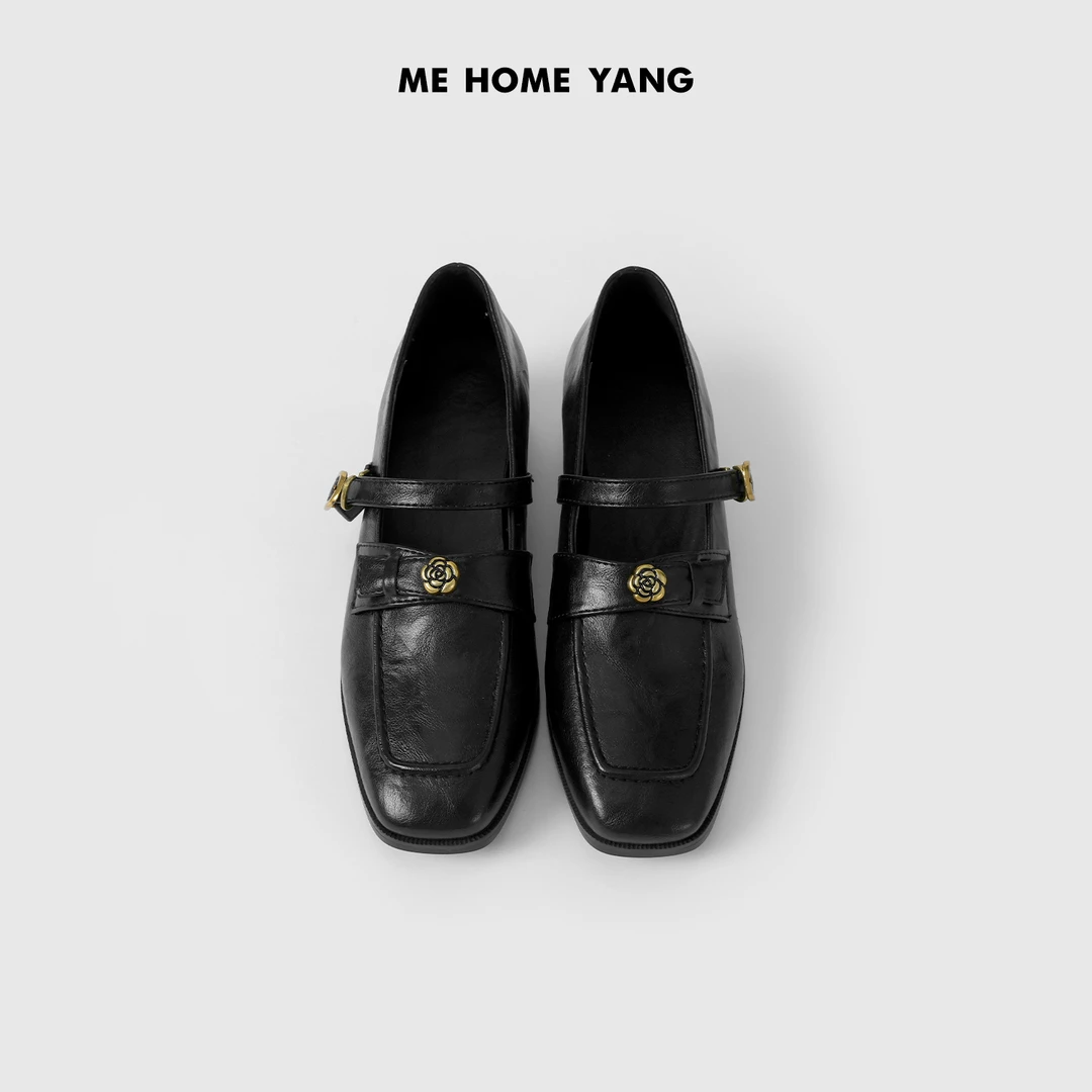 ME【山茶花玛丽珍鞋】春季定制荔枝纹牛皮厚底增高真皮鞋子MESS0546