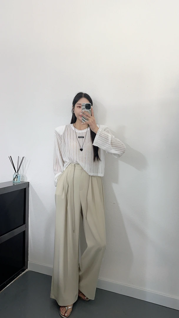 no退no换韩国东大门正品raeve打折 百搭显瘦阔腿西裤