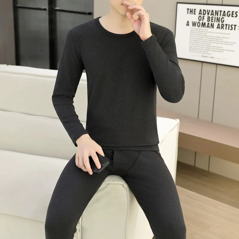 901男士双面德绒秋衣秋裤套装