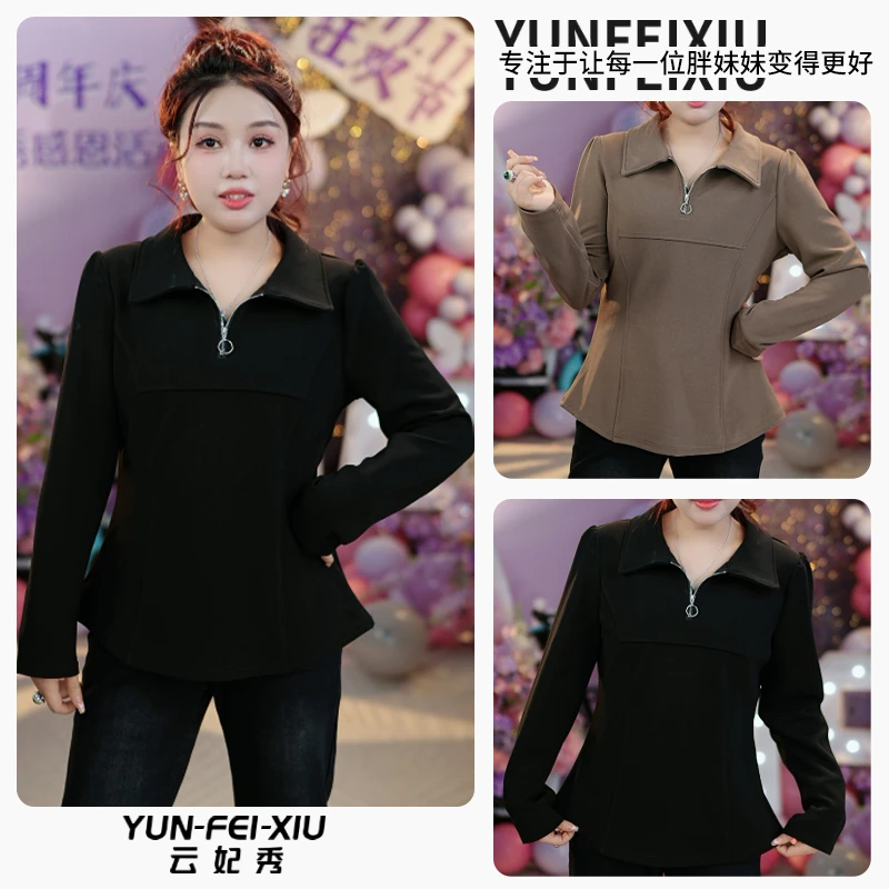 云妃秀大码女装Polo衫时尚休闲微胖宽松显瘦减龄气质百搭秋季9072