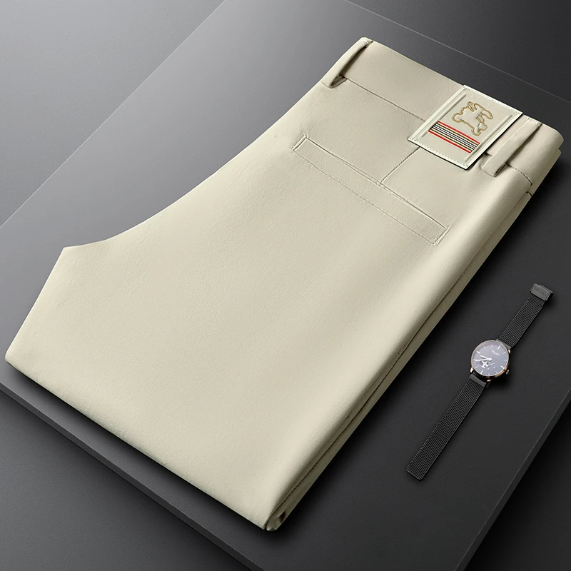简纳曼克休闲裤男士夏秋季薄款高端欧货修身商务直筒弹力抗皱长裤