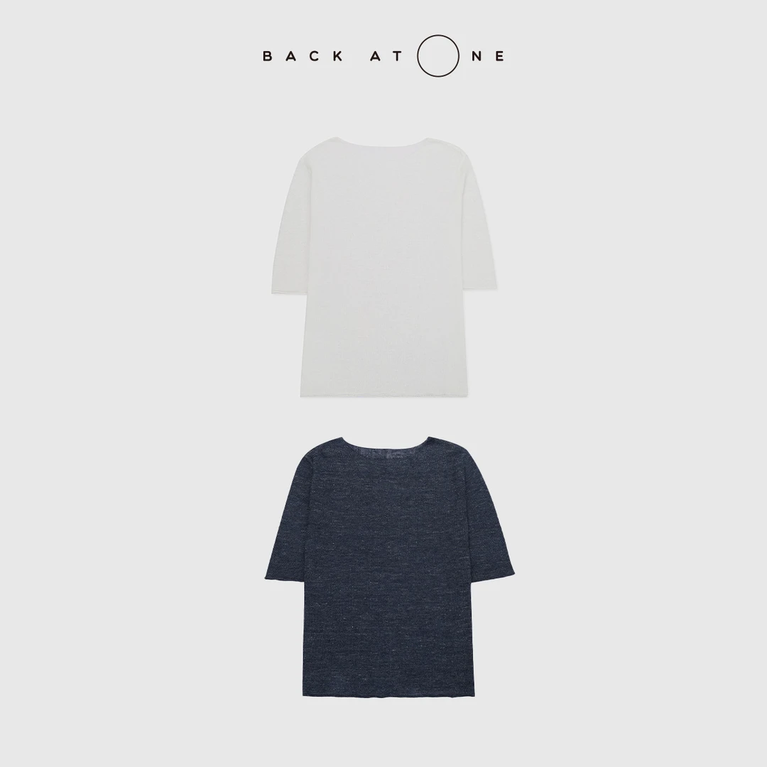 BackAtOne”清风记忆” 简约时尚春夏亚麻短袖针织衫 BFS-1AB389H-K